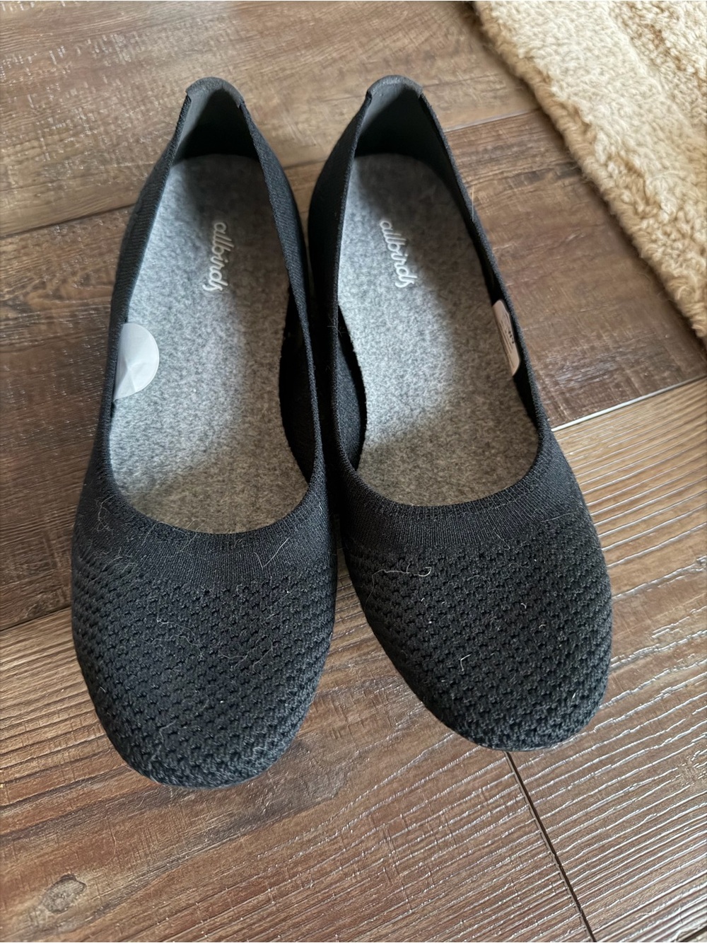 allbirds Black Knit Slip-On Ballet Flats